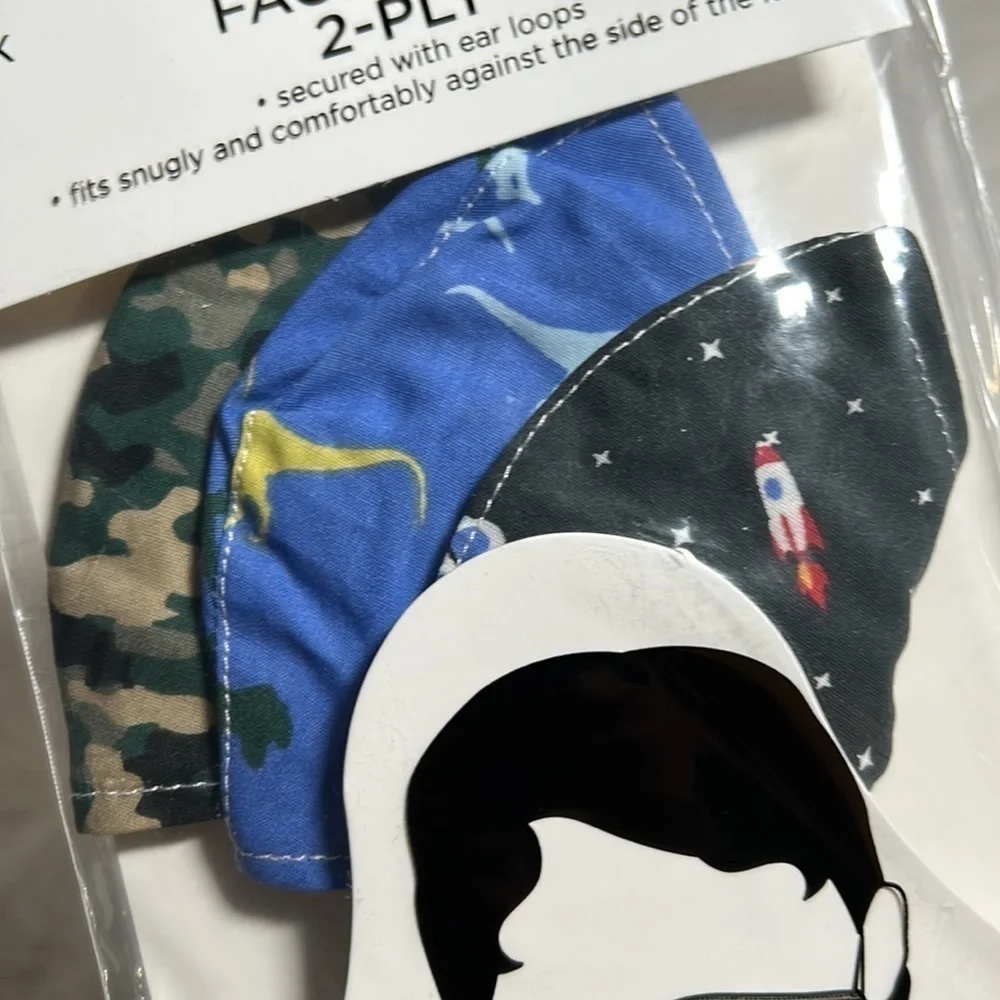 Face Mask Lot of 4 (3 pack) CVS Wellness toddler boy fabric mask age 2-4 NEW
